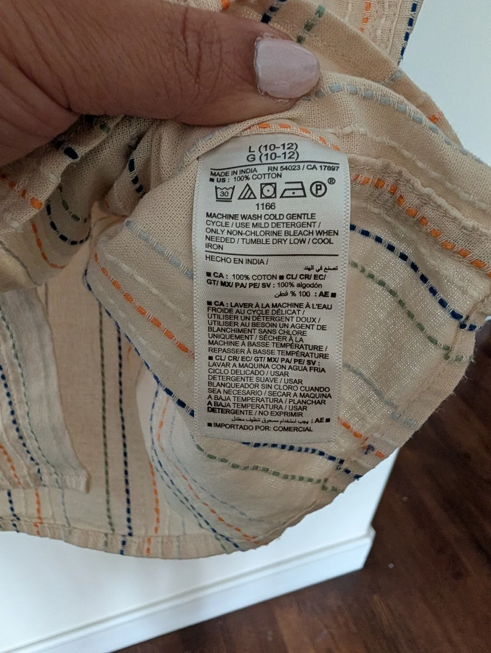 Old Navy Kids 100% Cotton L 10-12 Cream Striped Short Sleeve Button-Up Shirt